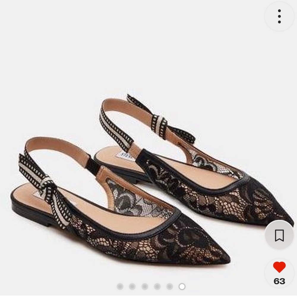 Elegant Black Lace Slingback Flats